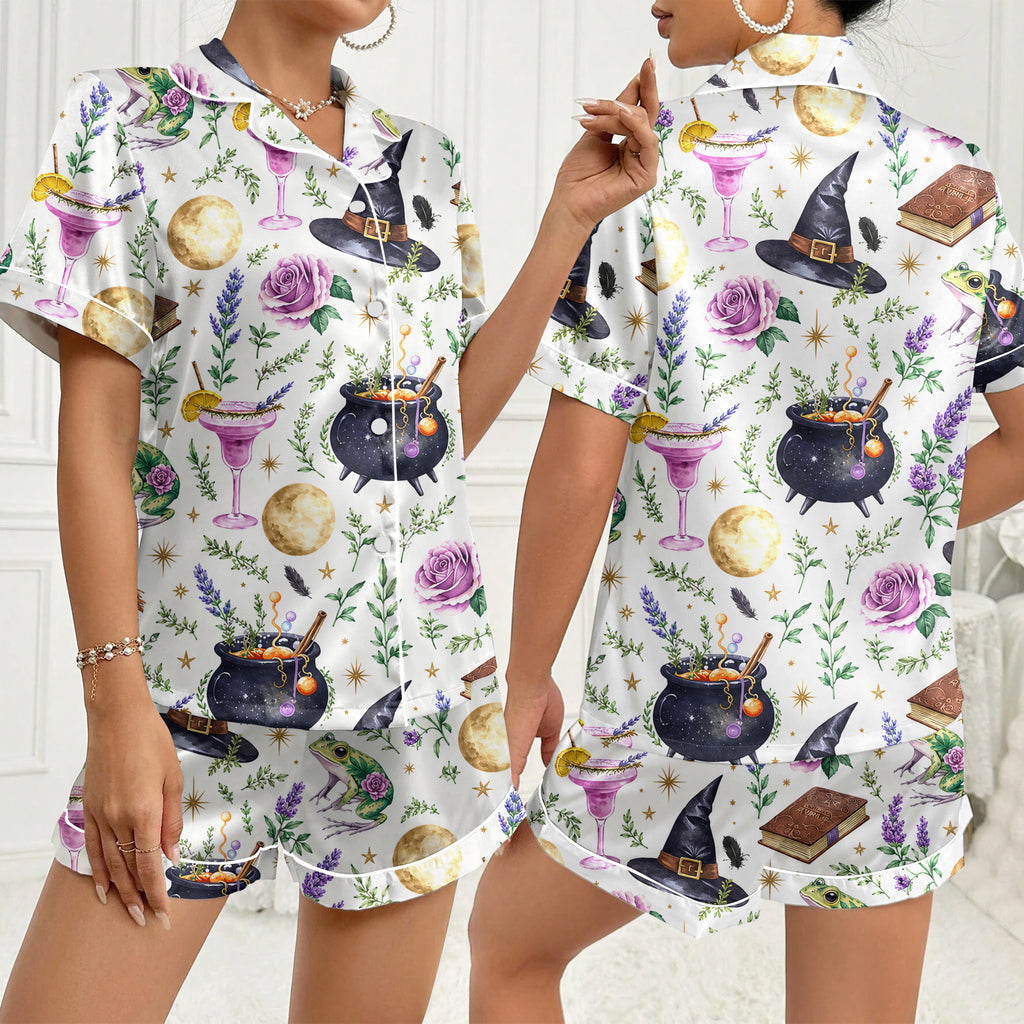 Women’s Witchy Frog & Floral Magic Satin Pajama Set