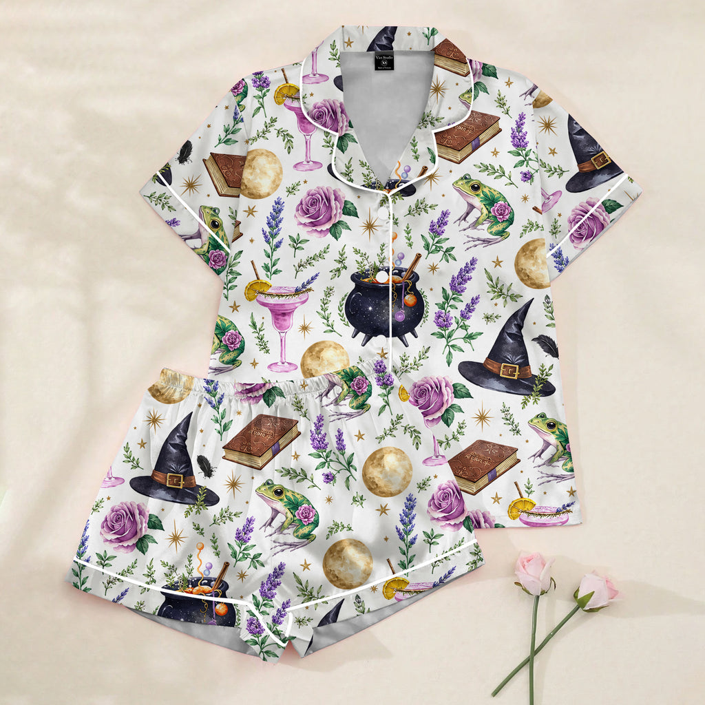 Women’s Witchy Frog & Floral Magic Satin Pajama Set