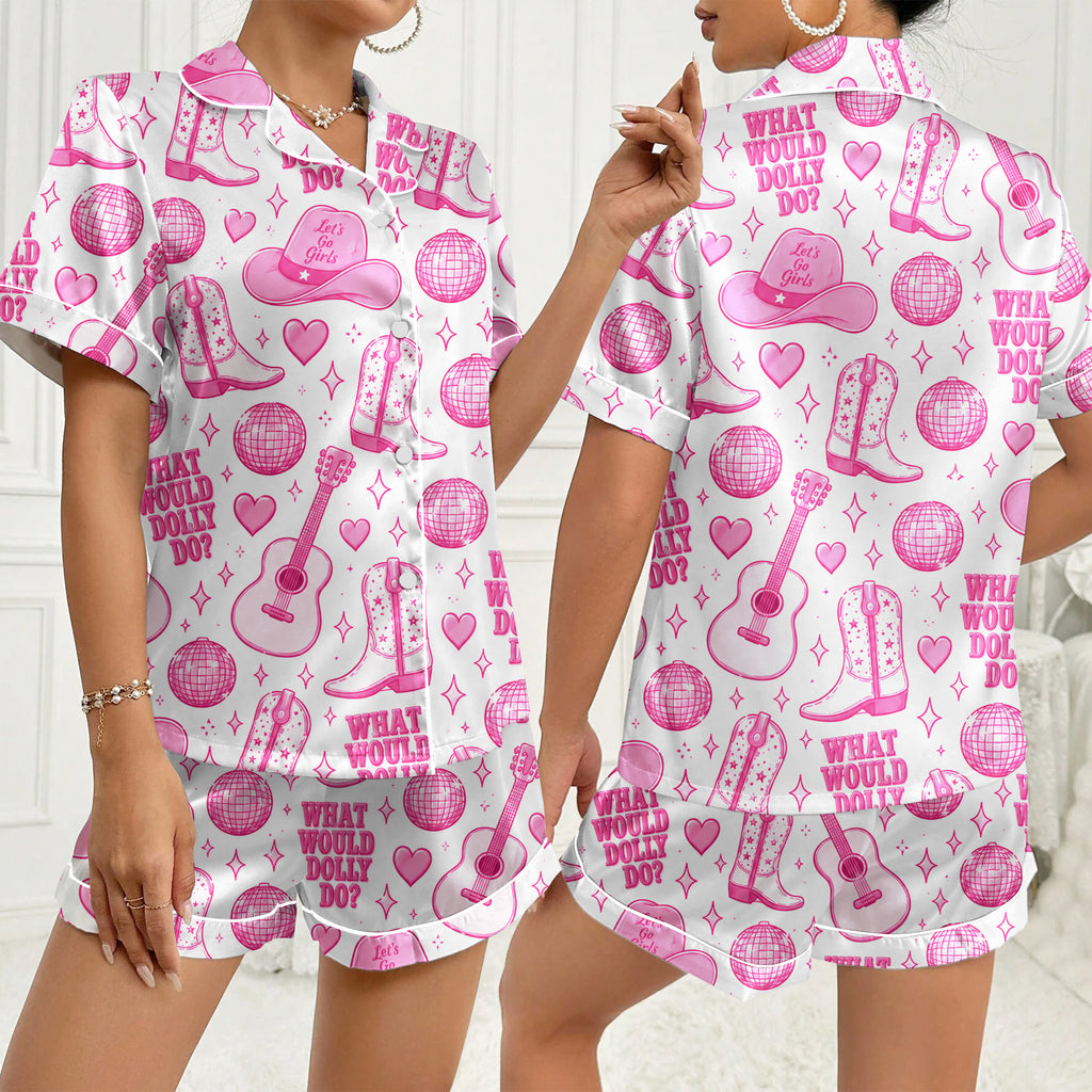 Women’s Dolly Parton Cowgirl Satin Pajama Set