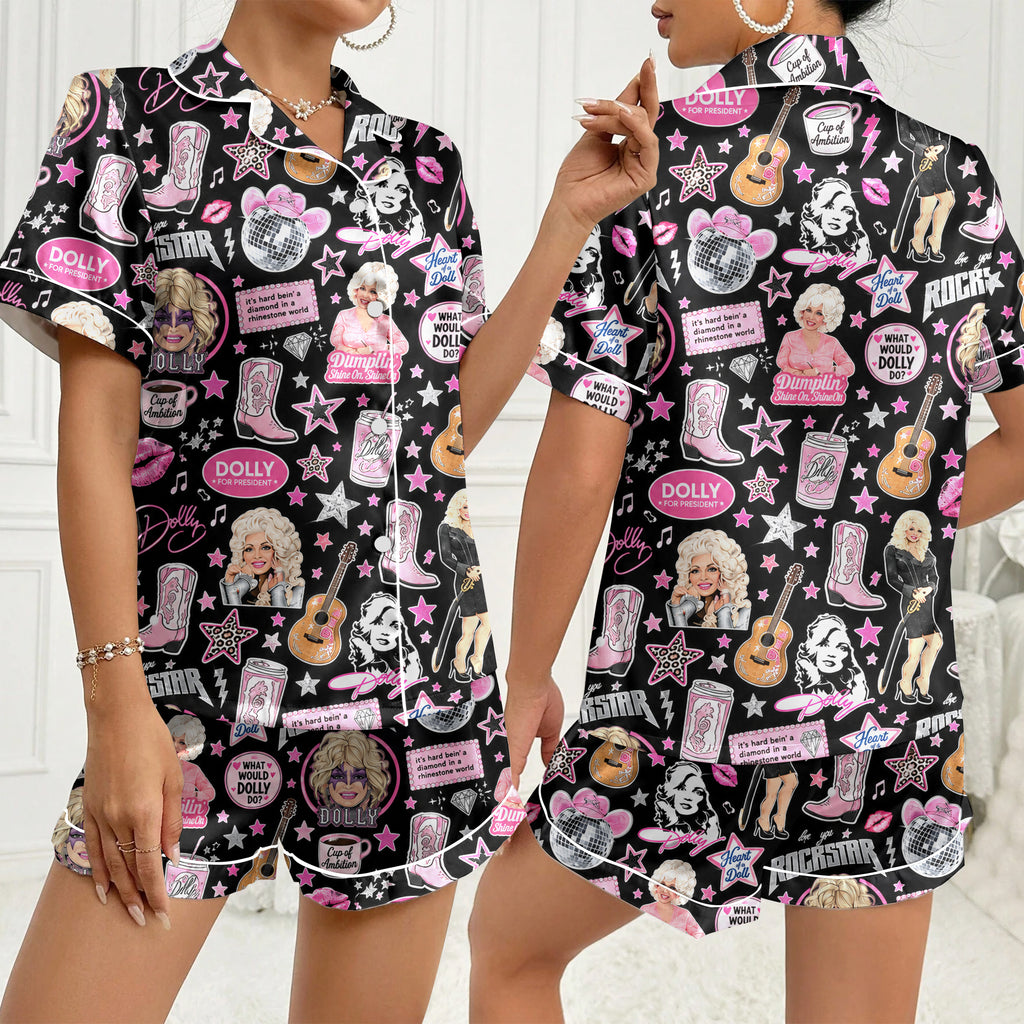 Women’s Dolly Parton Rockstar Satin Pajama Set