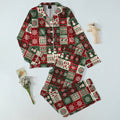 Women’s Christmas Patchwork Snowflake and Snowman Long Sleeve Pajama Set