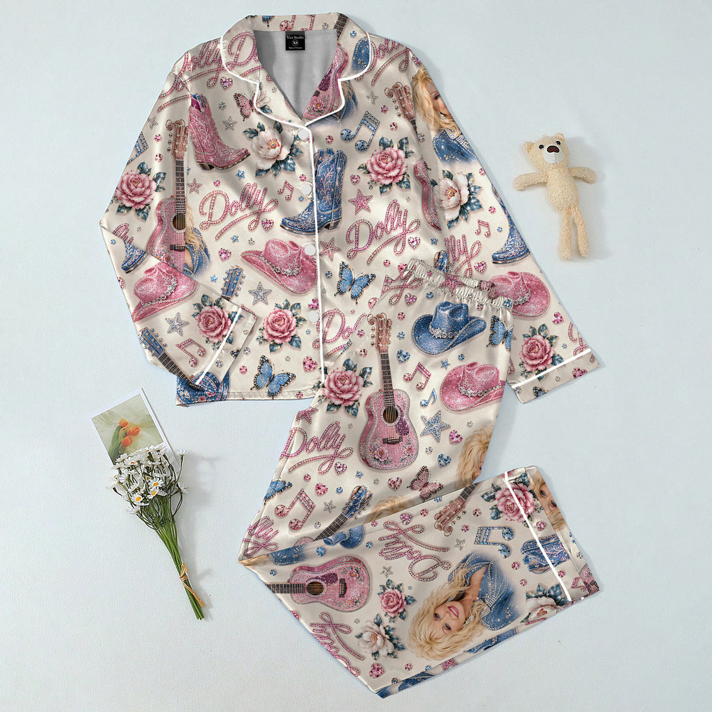 Women’s Dolly Country Music Floral Long Sleeve Pajama Set