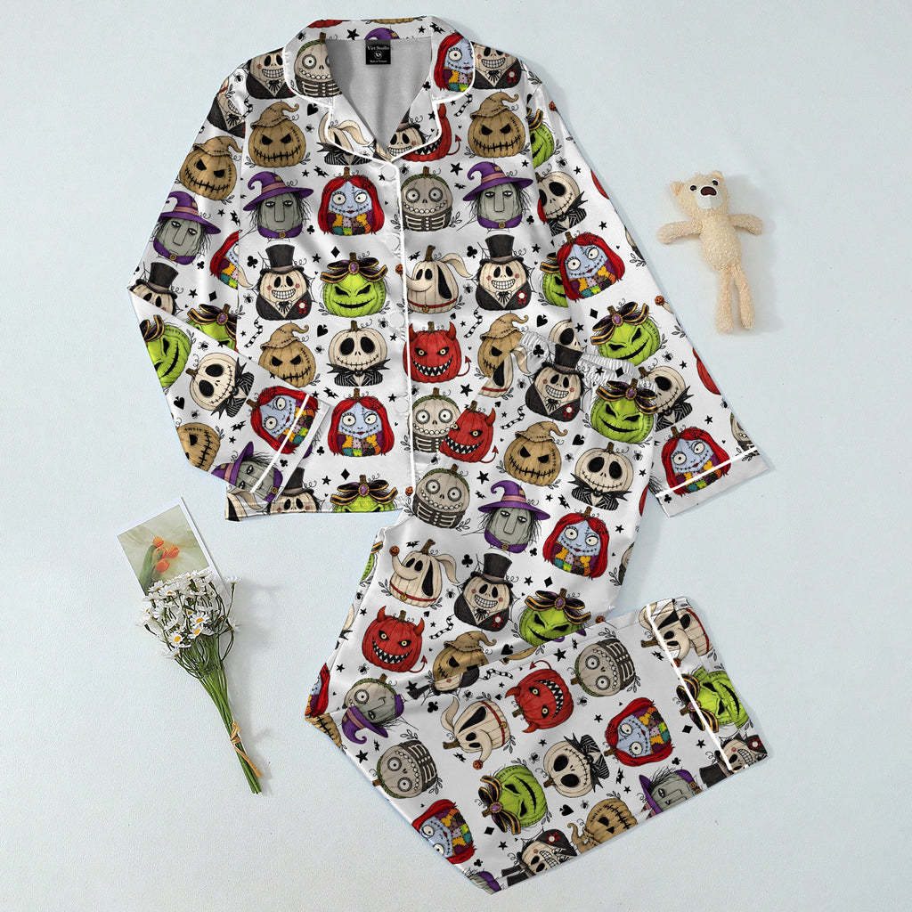 Women’s The Nightmare Before Christmas Character Pumpkin Long Sleeve Pajama Set