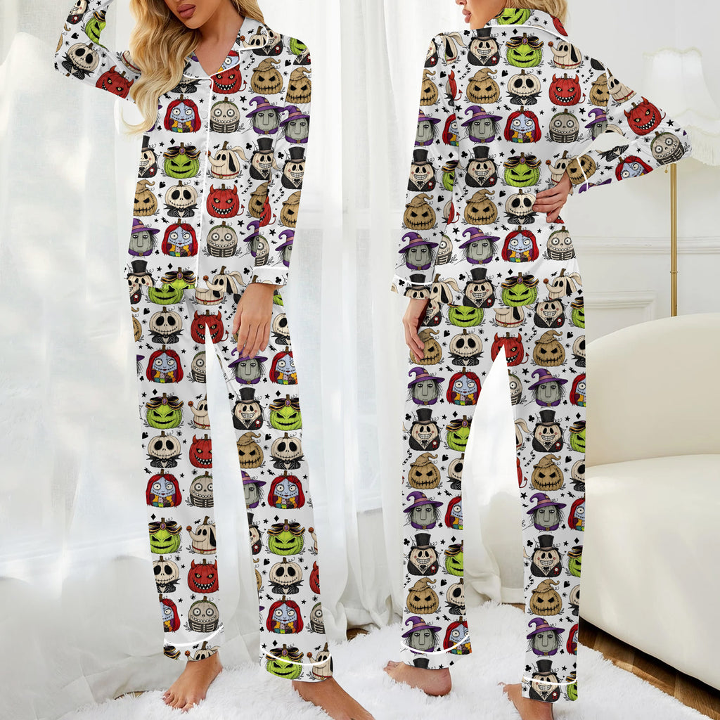 Women’s The Nightmare Before Christmas Character Pumpkin Long Sleeve Pajama Set