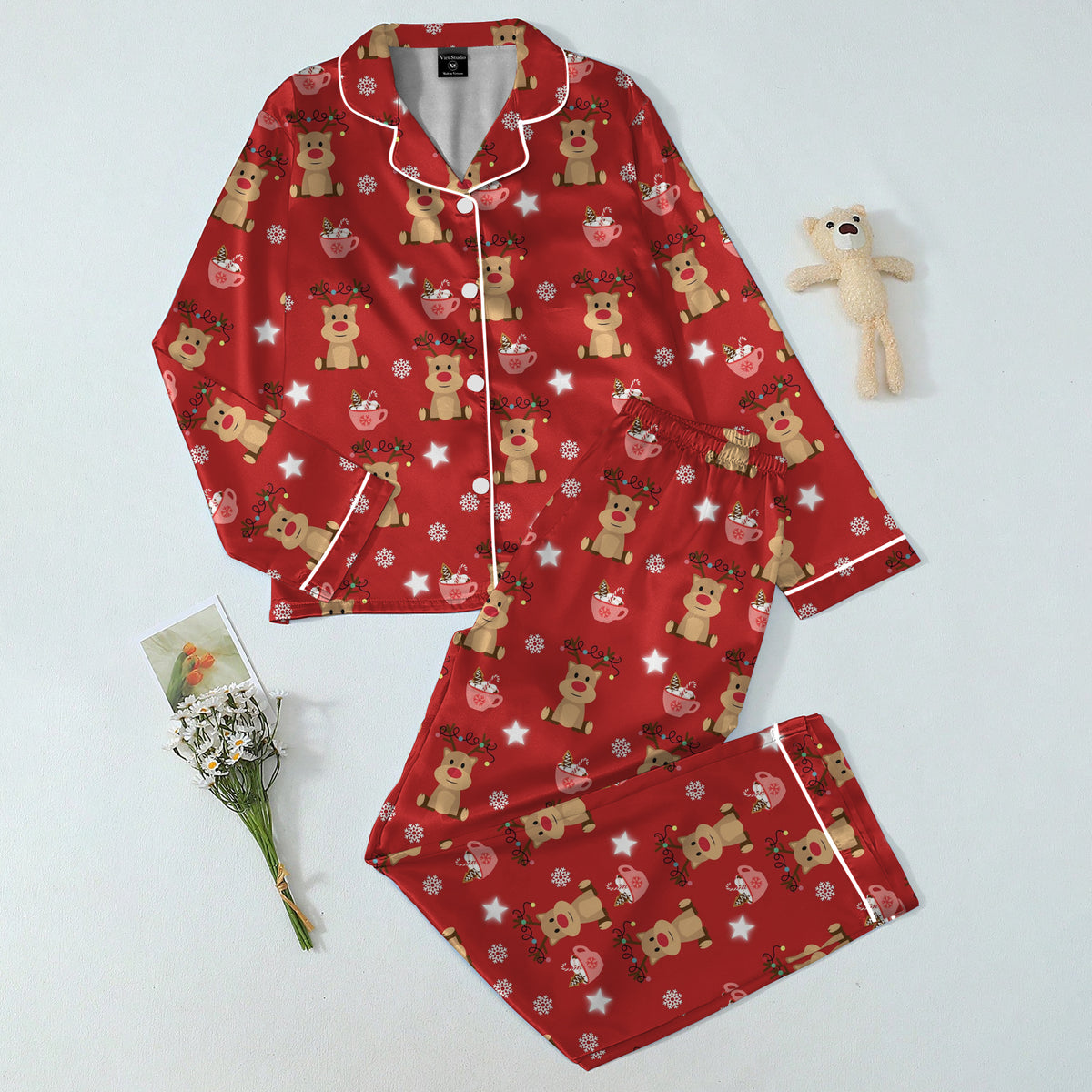 Women’s Christmas Reindeer and Hot Cocoa Long Sleeve Pajama Set