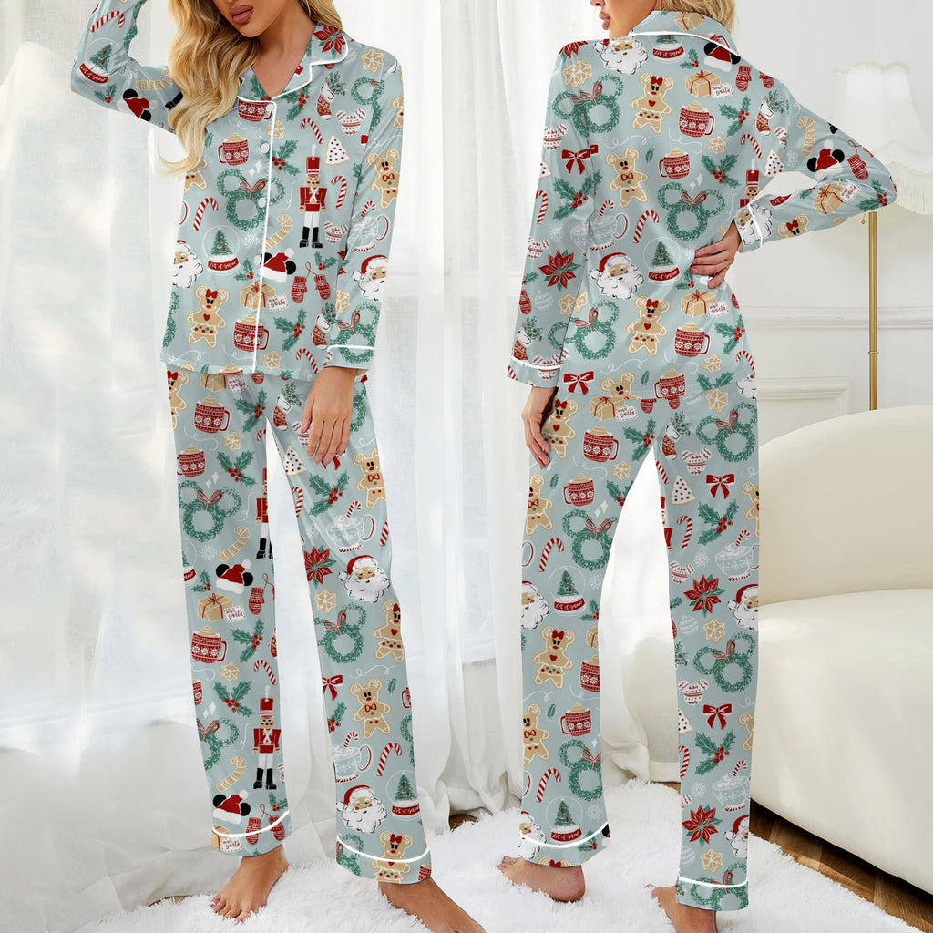 Women’s Mickey and Minnie Gingerbread Christmas Long Sleeve Pajama Set