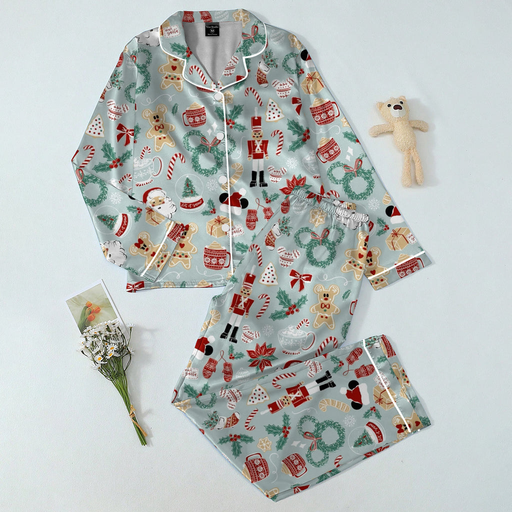Women’s Mickey and Minnie Gingerbread Christmas Long Sleeve Pajama Set
