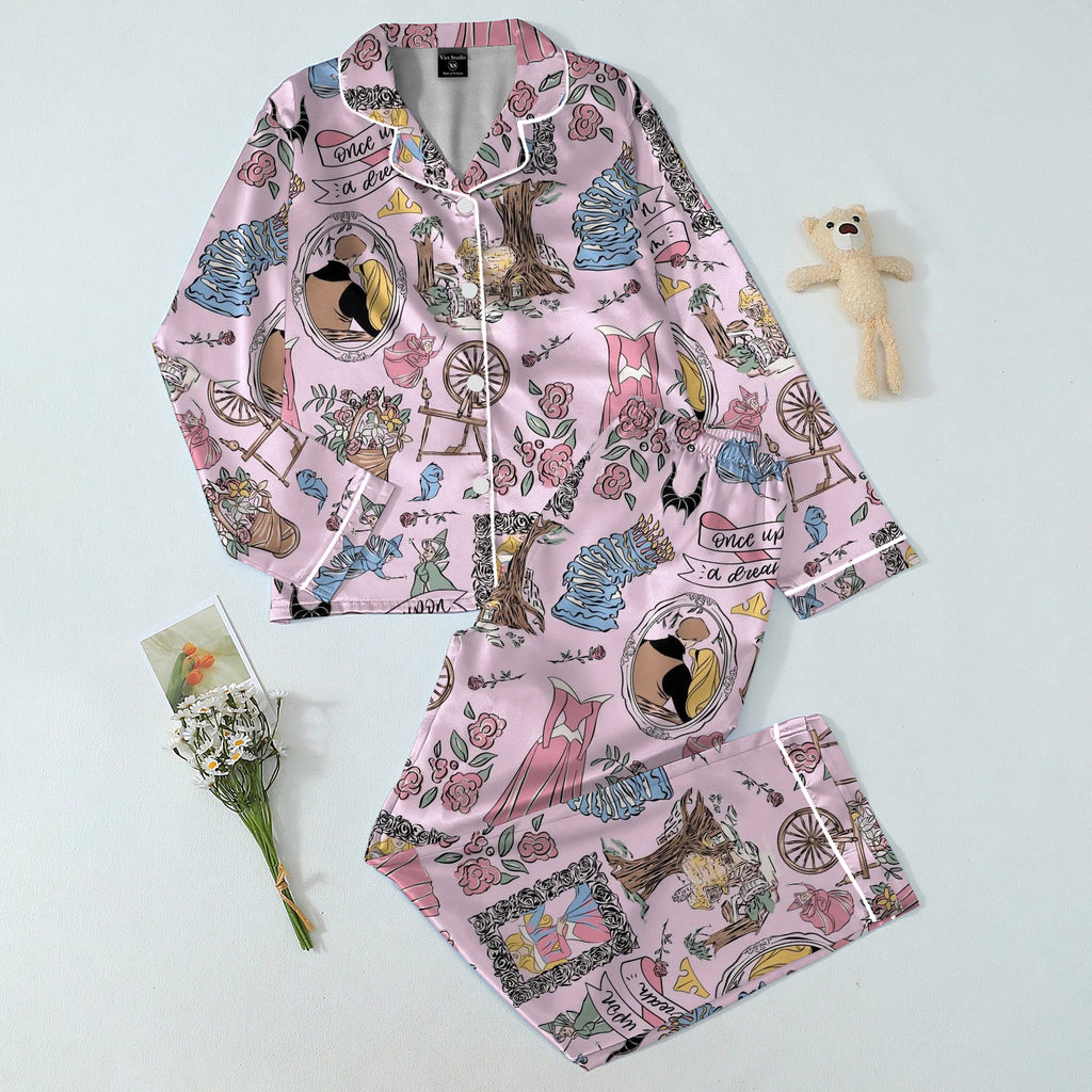 Women’s Disney Sleeping Beauty Floral Long Sleeve Pajama Set