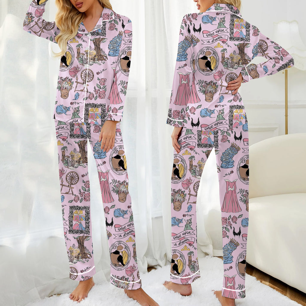 Women’s Disney Sleeping Beauty Floral Long Sleeve Pajama Set