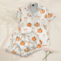 Women’s Halloween Ghost Pumpkin and Bow Short Sleeve Pajama Set