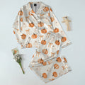 Women’s Halloween Ghost Pumpkin and Bow Long Sleeve Pajama Set