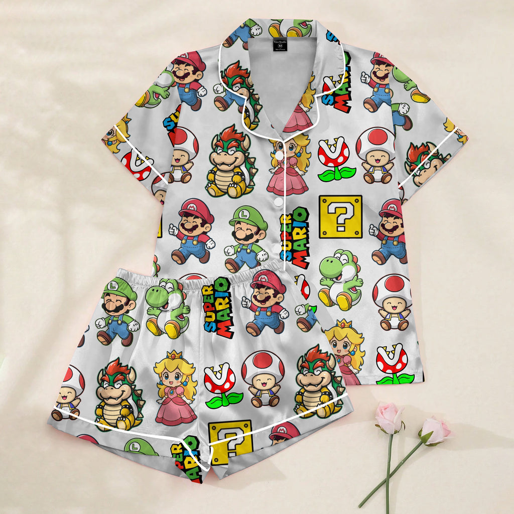 Women’s Super Mario Character Pattern Short Sleeve Pajama Set