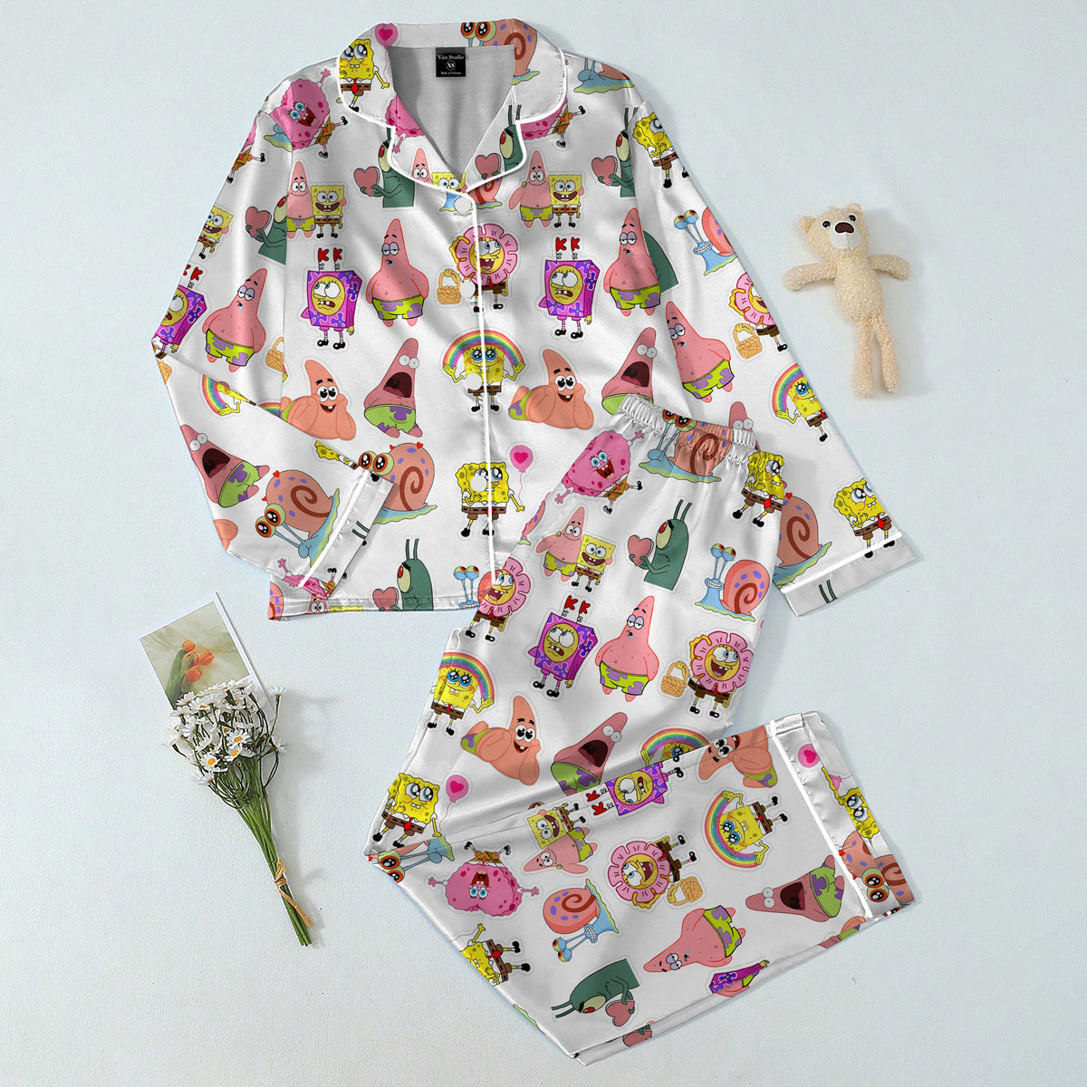 Women’s SpongeBob SquarePants Character Pattern Long Sleeve Pajama Set