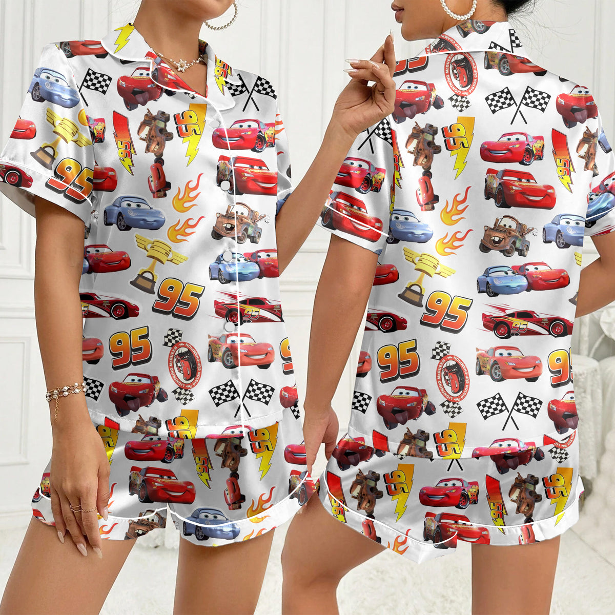 Women’s Disney Pixar Cars Lightning McQueen Short Sleeve Pajama Set