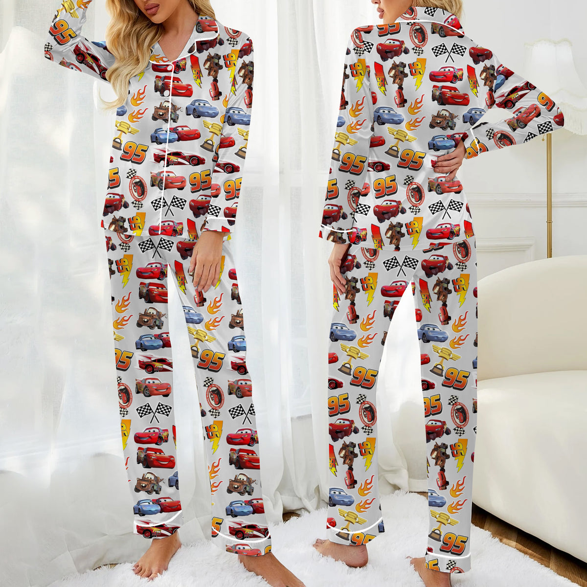 Women’s Disney Pixar Cars Racing Character Long Sleeve Pajama Set