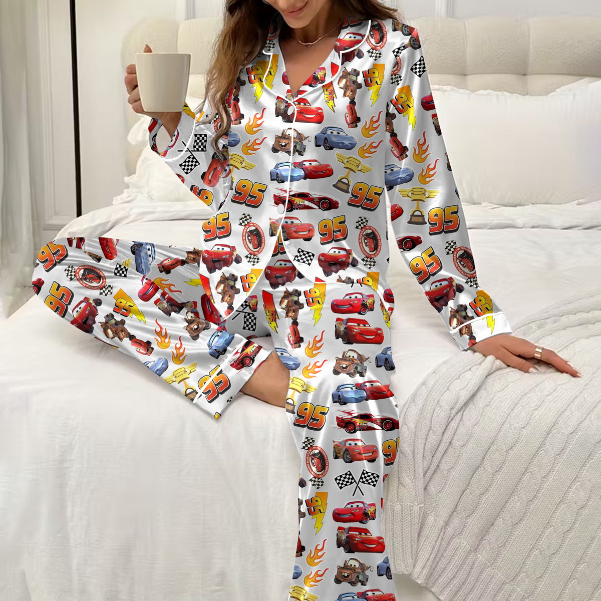 Women’s Disney Pixar Cars Racing Character Long Sleeve Pajama Set
