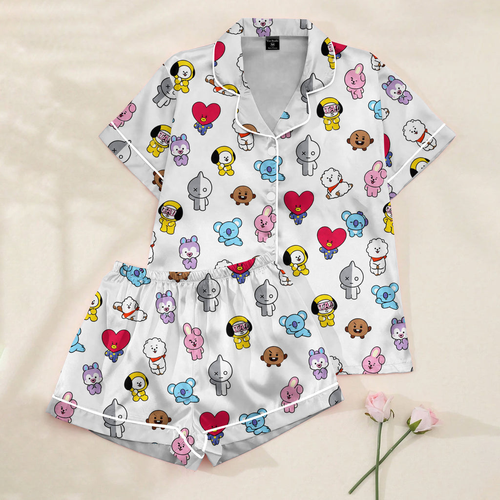Women’s BT21 Character Pattern Short Sleeve Pajama Set