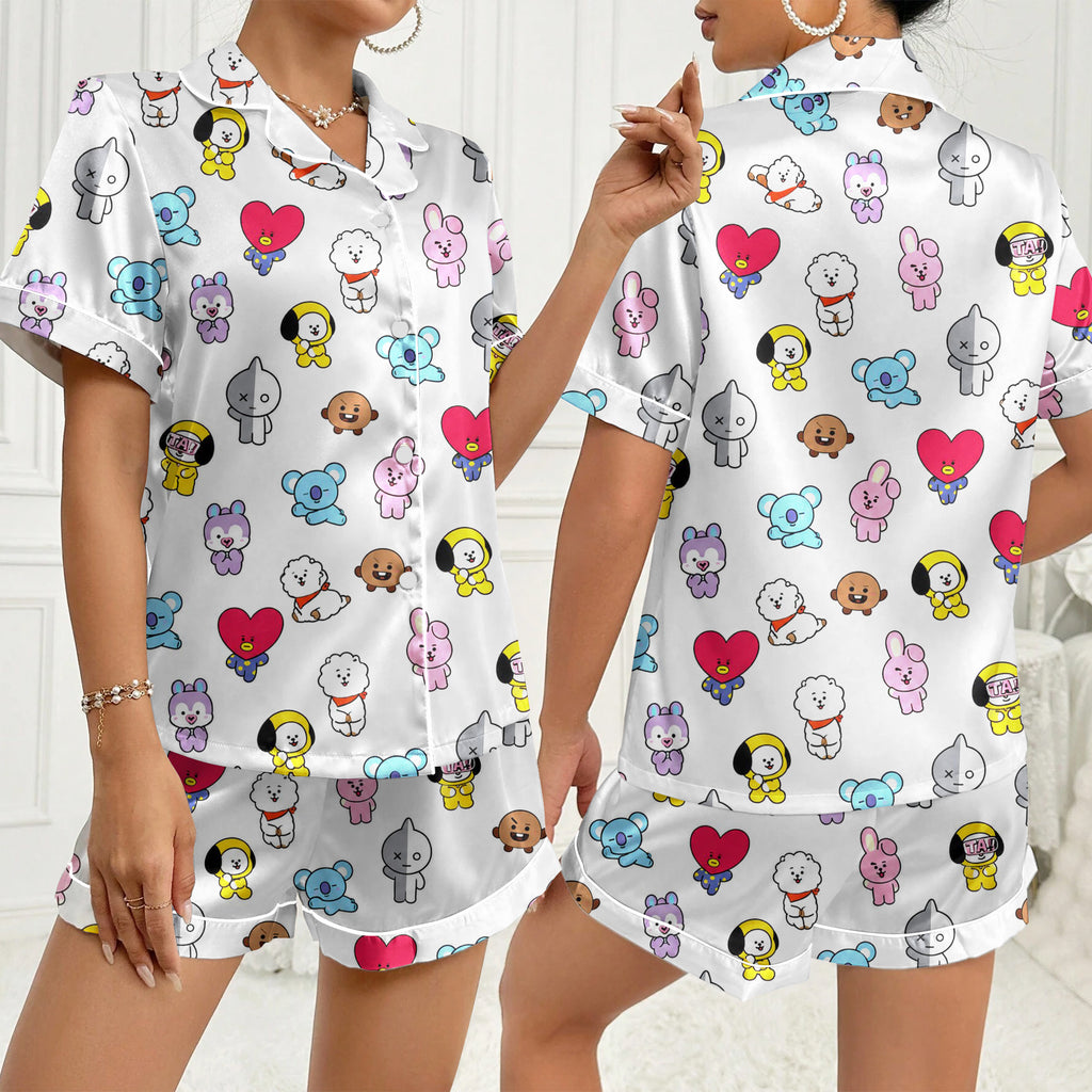 Women’s BT21 Character Pattern Short Sleeve Pajama Set