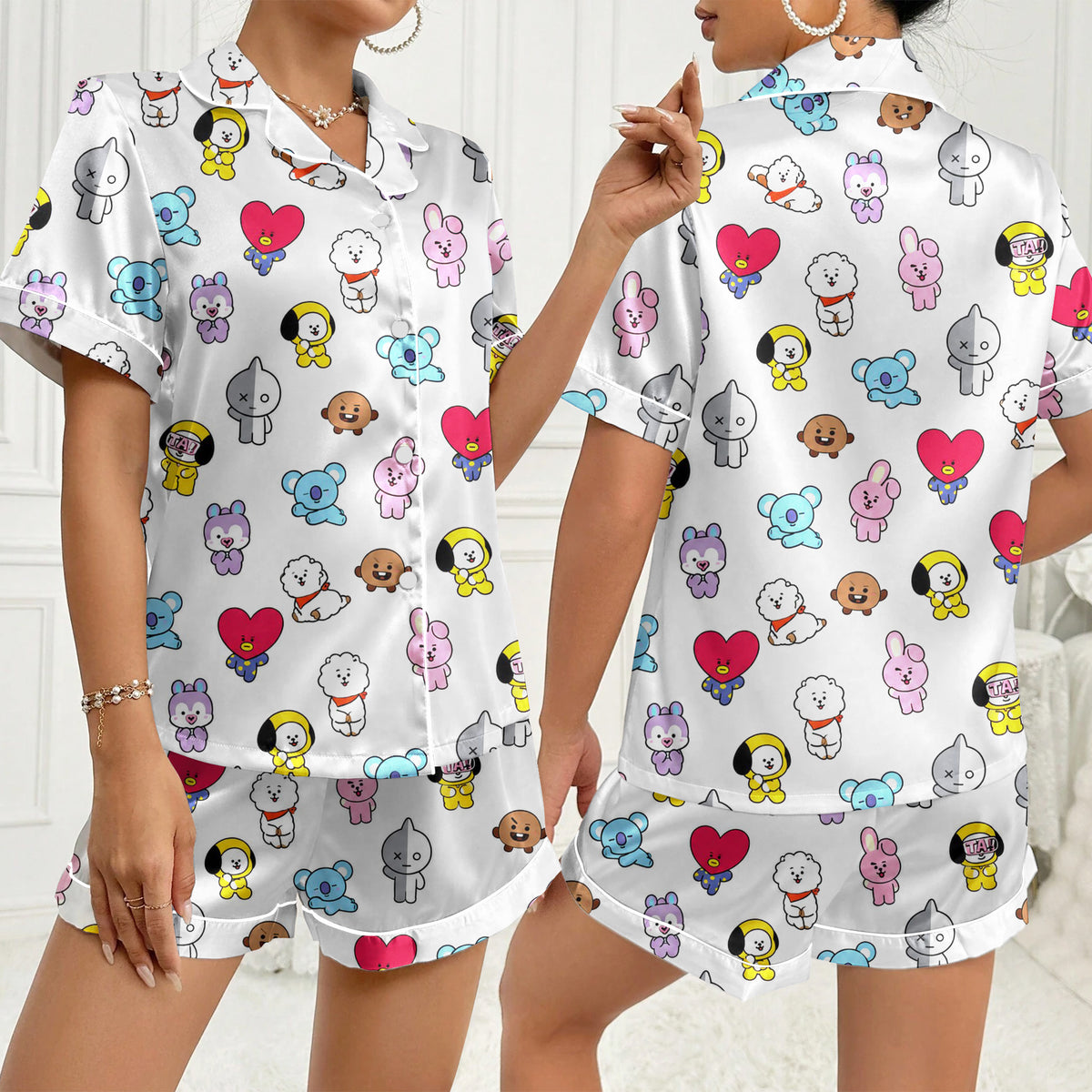 Women’s BT21 Character Pattern Short Sleeve Pajama Set