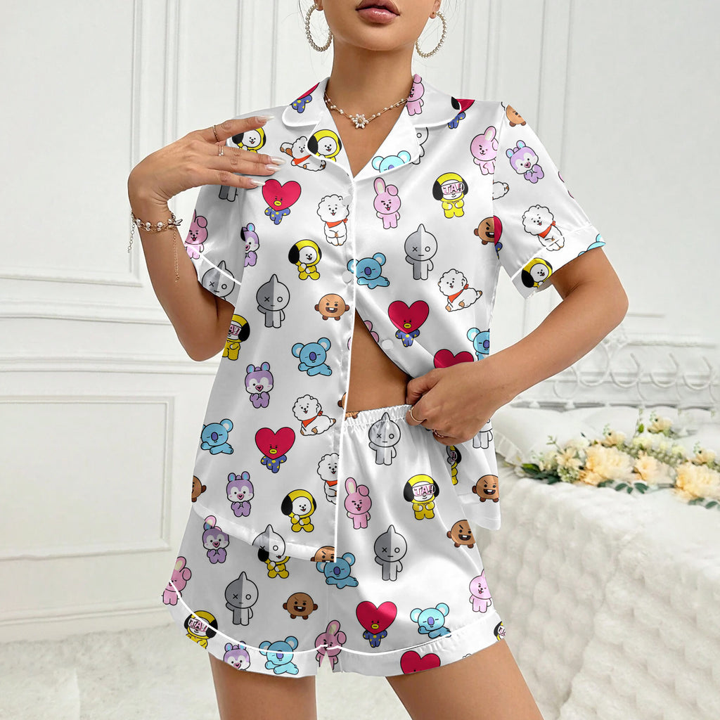 Women’s BT21 Character Pattern Short Sleeve Pajama Set