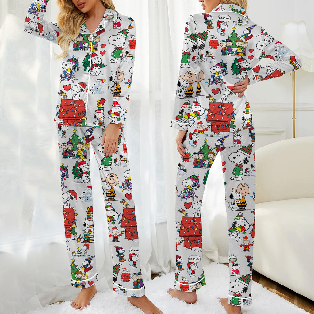 Women’s Peanuts Snoopy Christmas Character Long Sleeve Pajama Set