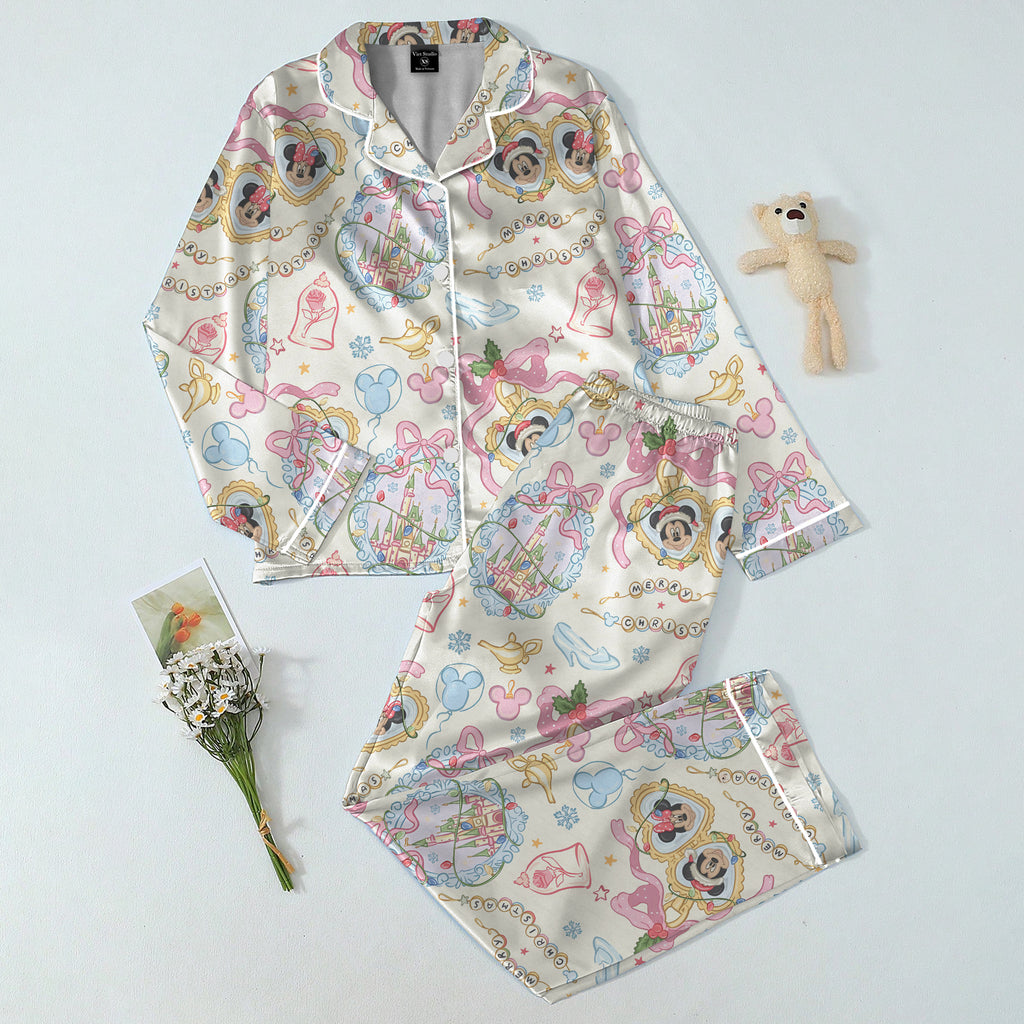 Women’s Disney Mickey and Minnie Christmas Castle Long Sleeve Pajama Set