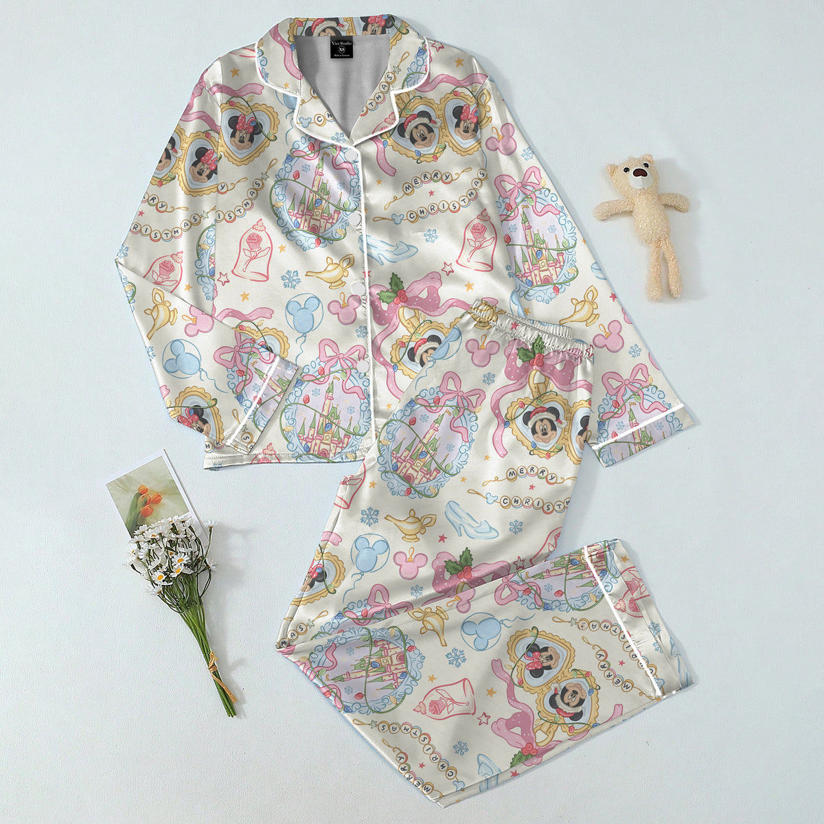 Women’s Disney Mickey and Minnie Christmas Castle Long Sleeve Pajama Set