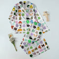 Women’s Cartoon Fantasy Monster Pattern Long Sleeve Pajama Set