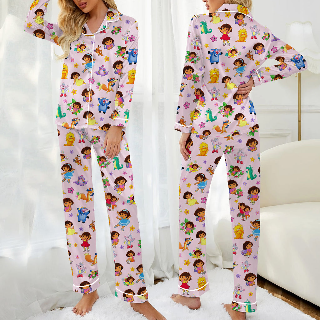 Women’s Dora the Explorer Character Pattern Long Sleeve Pajama Set