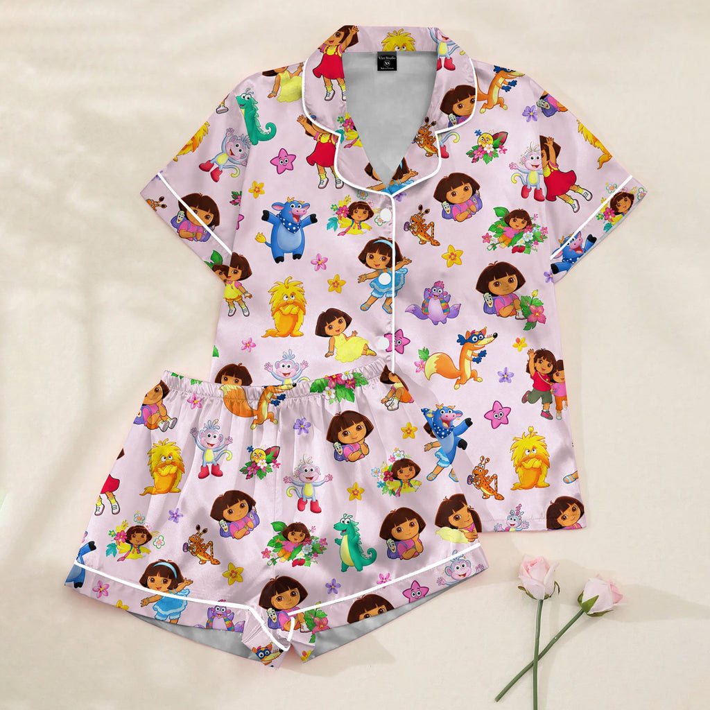 Women’s Dora the Explorer Character Pattern Short Sleeve Pajama Set