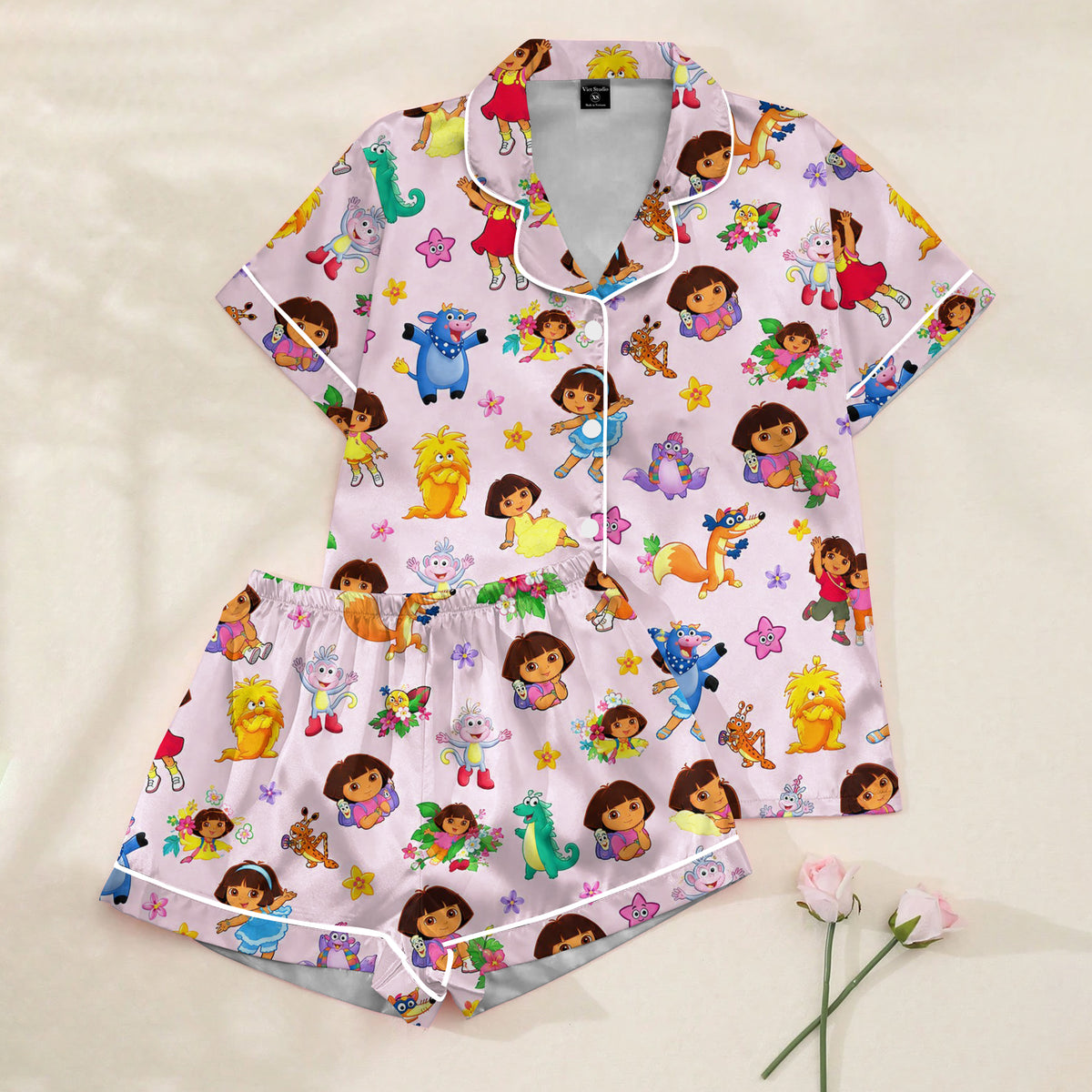 Women’s Dora the Explorer Character Pattern Short Sleeve Pajama Set