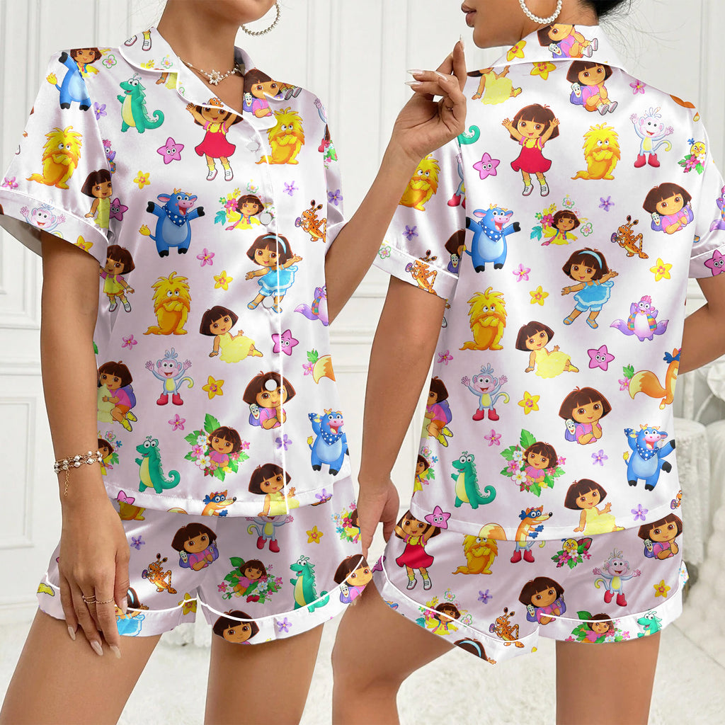Women’s Dora the Explorer Character Pattern Short Sleeve Pajama Set