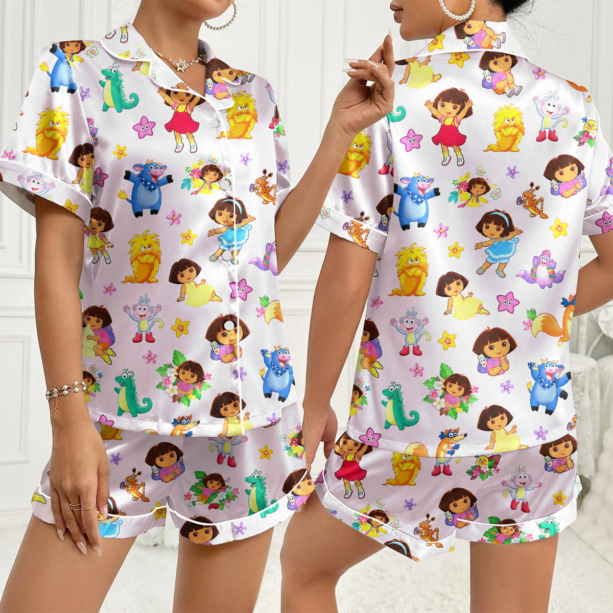 Women’s Dora the Explorer Character Pattern Short Sleeve Pajama Set