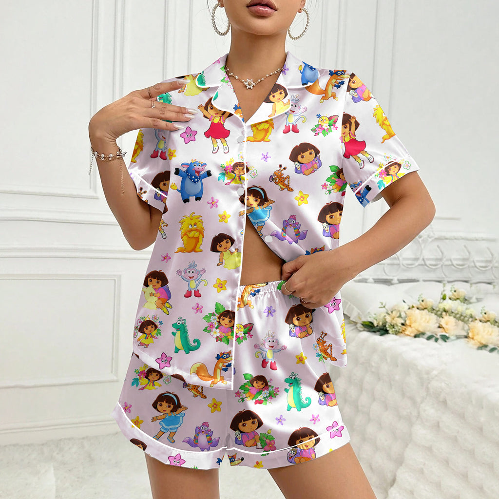 Women’s Dora the Explorer Character Pattern Short Sleeve Pajama Set