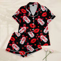 Diet Coke Can and Lip Print Short Sleeve Pajama Set