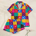Women’s Daisy Floral Patchwork Print Short Sleeve Pajama Set