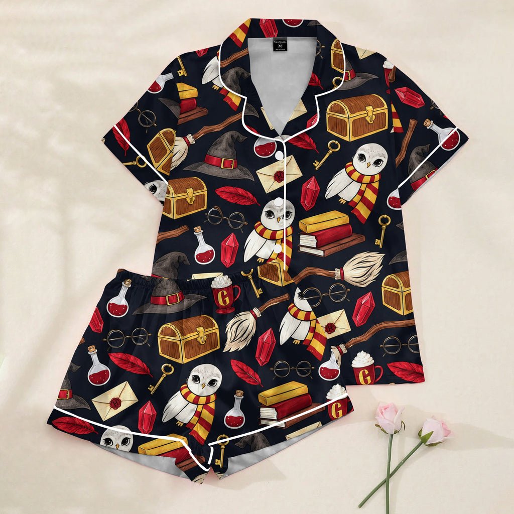 Harry Potter Owl and Wizard Symbols Short Sleeve Pajama Set