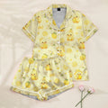 Duckling Lemon and Floral Pattern Short Sleeve Pajama Set