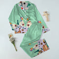 Goose Wine and Pizza Print Long Sleeve Pajama Set