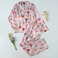 Rosé Wine and Cocktail Pattern Long Sleeve Pajama Set
