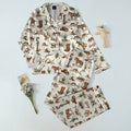 Western Cowgirl Horse and Cactus Print Long Sleeve Pajama Set
