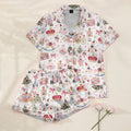 Christmas Nutcracker and Ballerina Pattern Short Sleeve Pajama Set