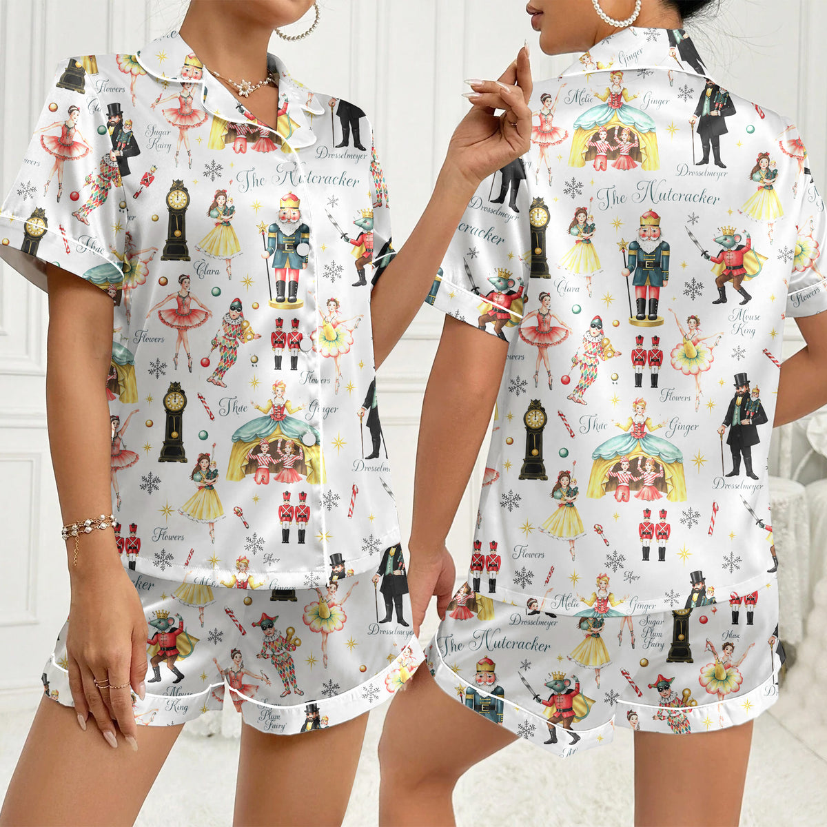 The Nutcracker Ballet Character Print Short Sleeve Pajama Set