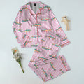 Trout Fish and Vertical Stripe Print Long Sleeve Pajama Set