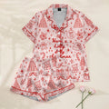 Holly Jolly Christmas Doodle Print Short Sleeve Pajama Set