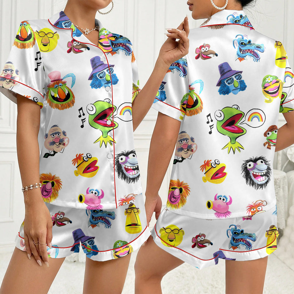 The Muppets Character Face Print Short Sleeve Pajama Set
