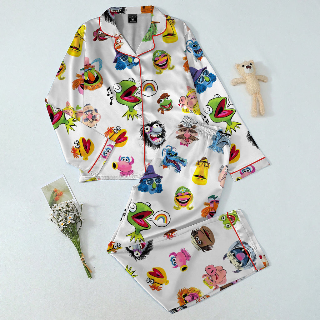 The Muppets Character Face Print Long Sleeve Pajama Set