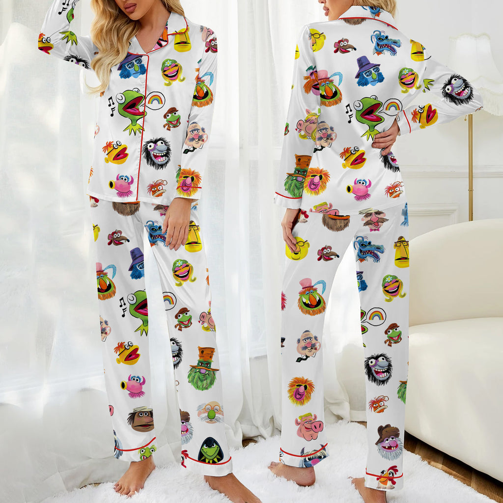 The Muppets Character Face Print Long Sleeve Pajama Set