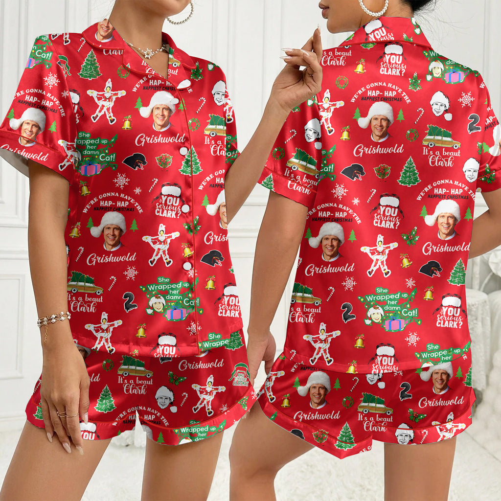 Christmas Vacation Griswold Holiday Print Short Sleeve Pajama Set