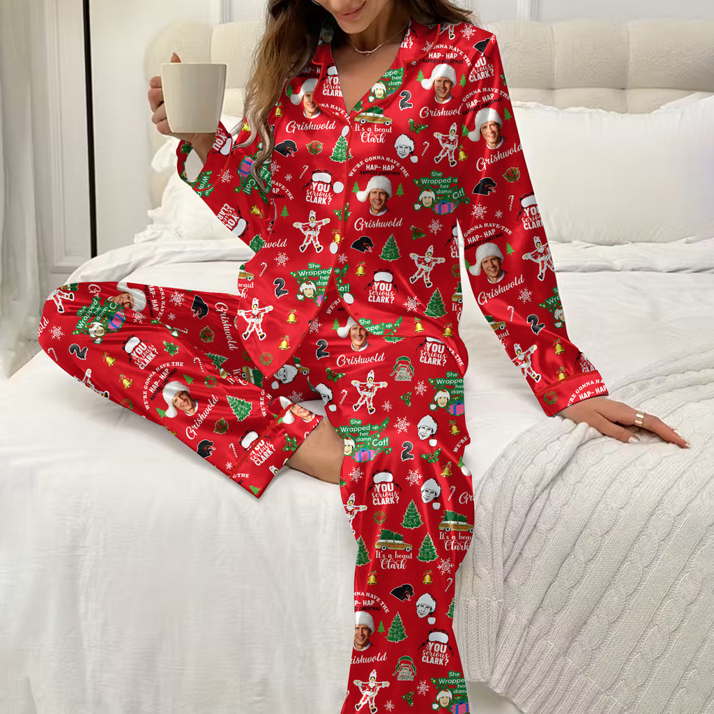 Christmas Vacation Griswold Holiday Print Long Sleeve Pajama Set